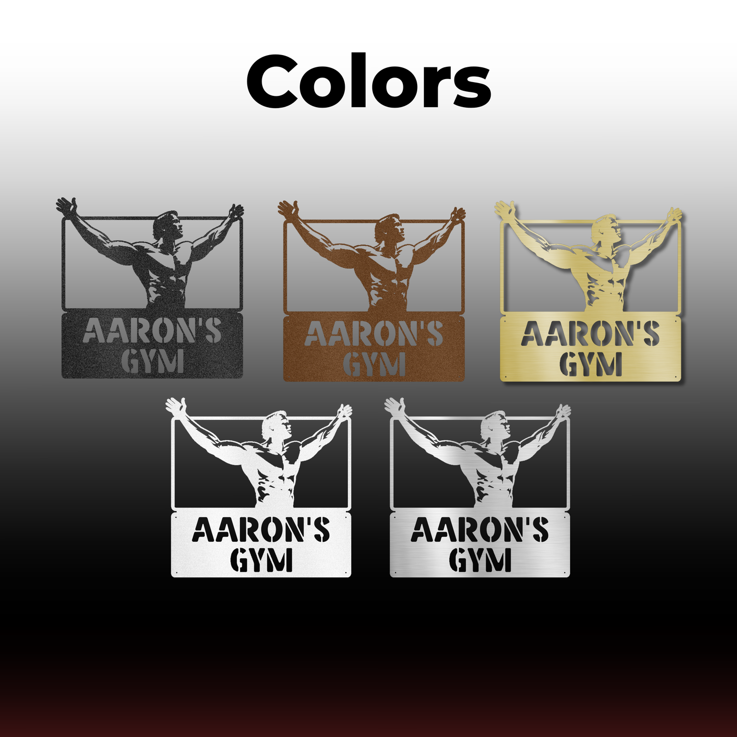 Personalized Classic Arnie Pose Gym Metal Sign Custom Steel Wall Decor