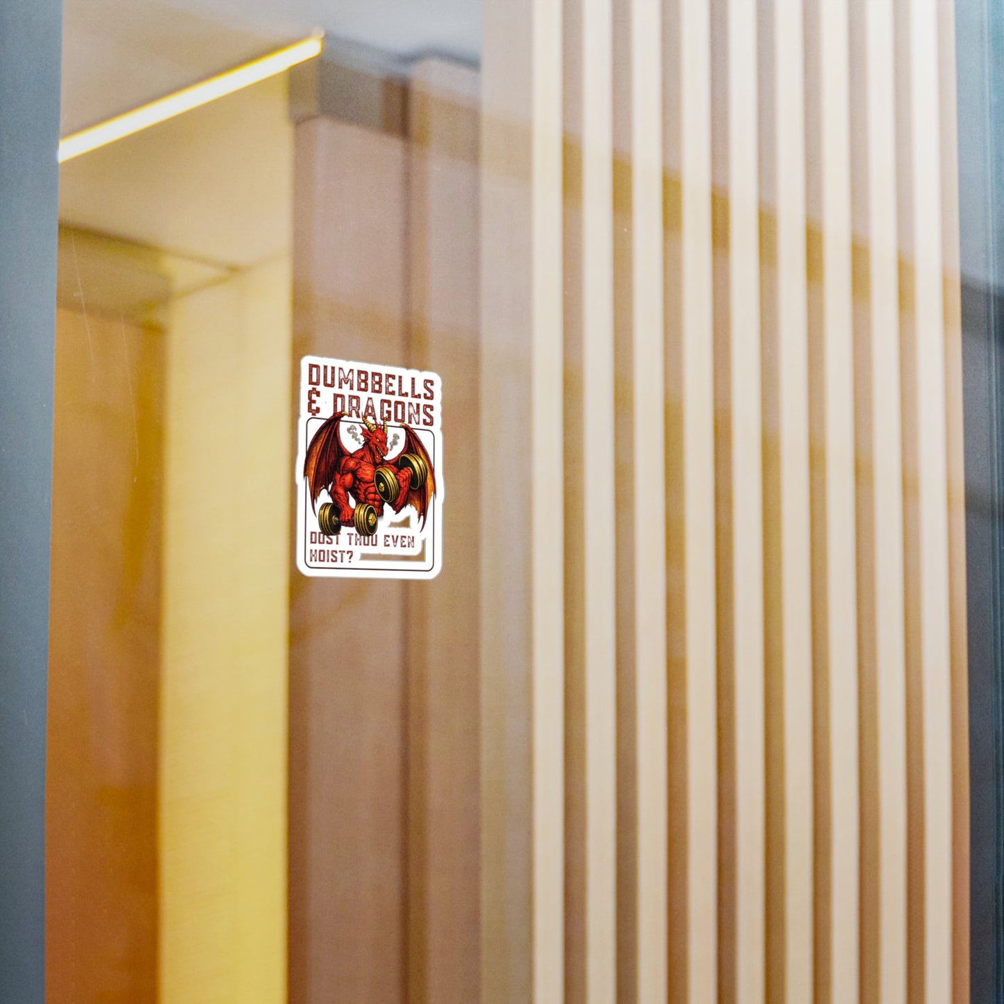 Dumbbells & Dragons Vinyl Sticker — Gym Dragon Fitness Decal ("Dost Thou Even Hoist?")