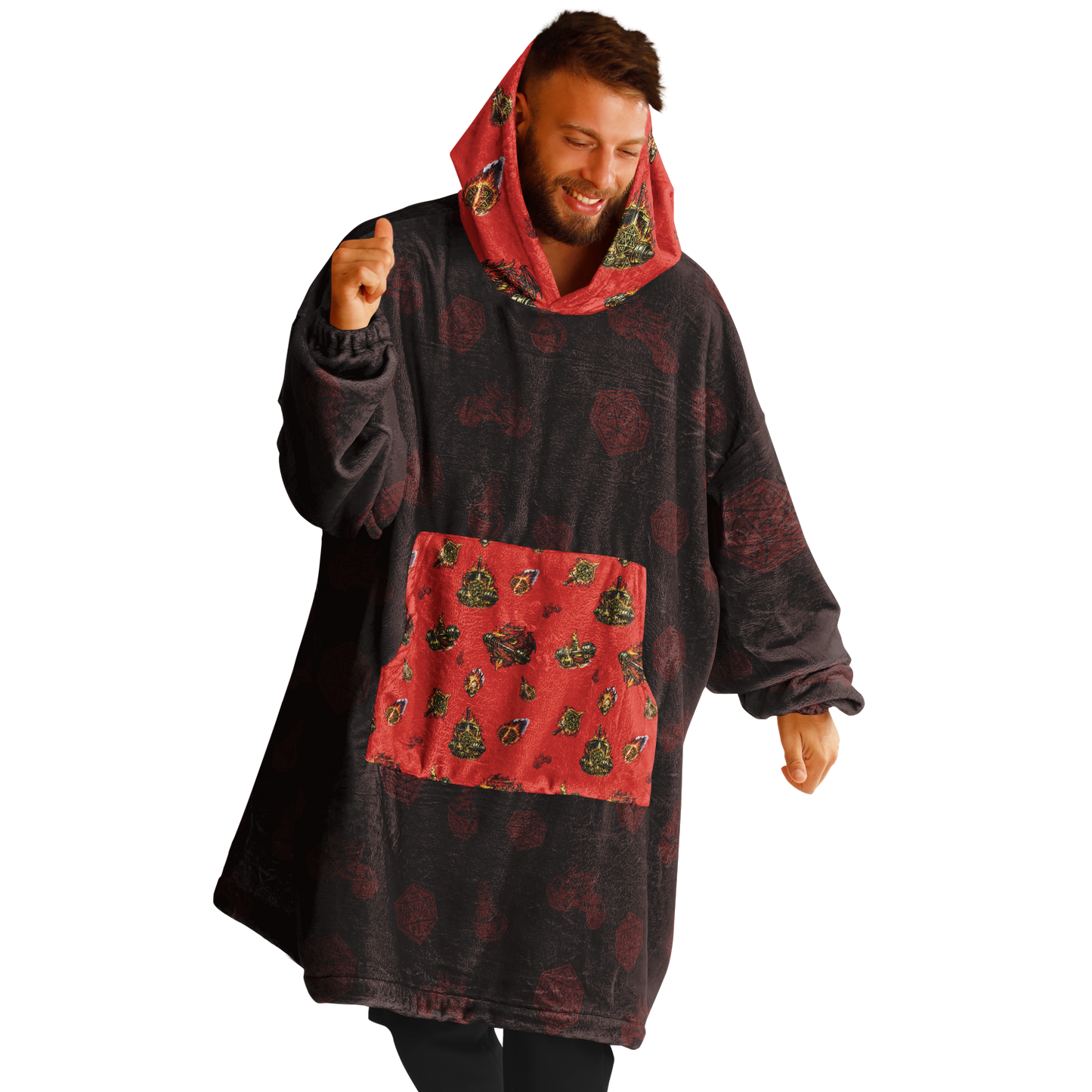 DND Dumbbells & Dragons Gym Lover Oversized Hoodie Blanket - AOP