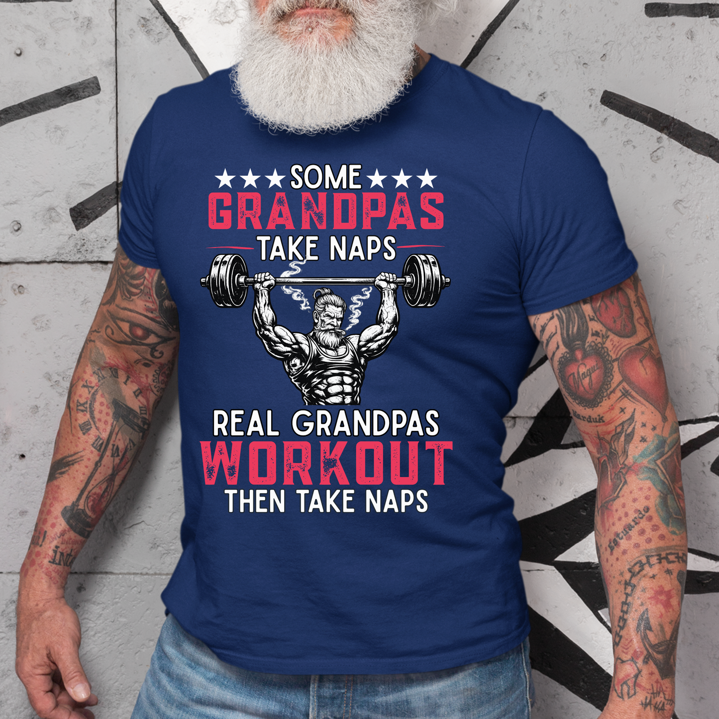 Grandpas Workout T‑Shirt - "Some Grandpas Take Naps, Real Grandpas Workout Then Take Naps"