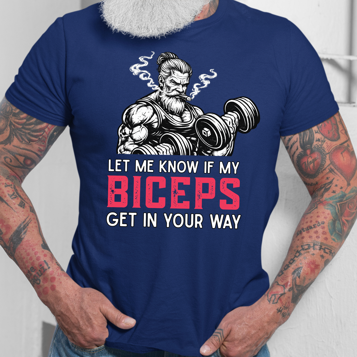 Let Me Know If My Biceps Get In Your Way T-Shirt - Funny Gym Workout Tee