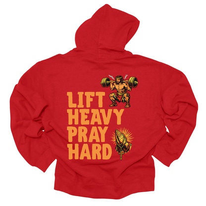 Hoodie - "Lift Heavy Pray Hard" Fitness Hoodie (Gym Motivation, Faith & Strength)