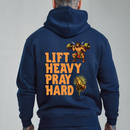 Hoodie - "Lift Heavy Pray Hard" Fitness Hoodie (Gym Motivation, Faith & Strength)