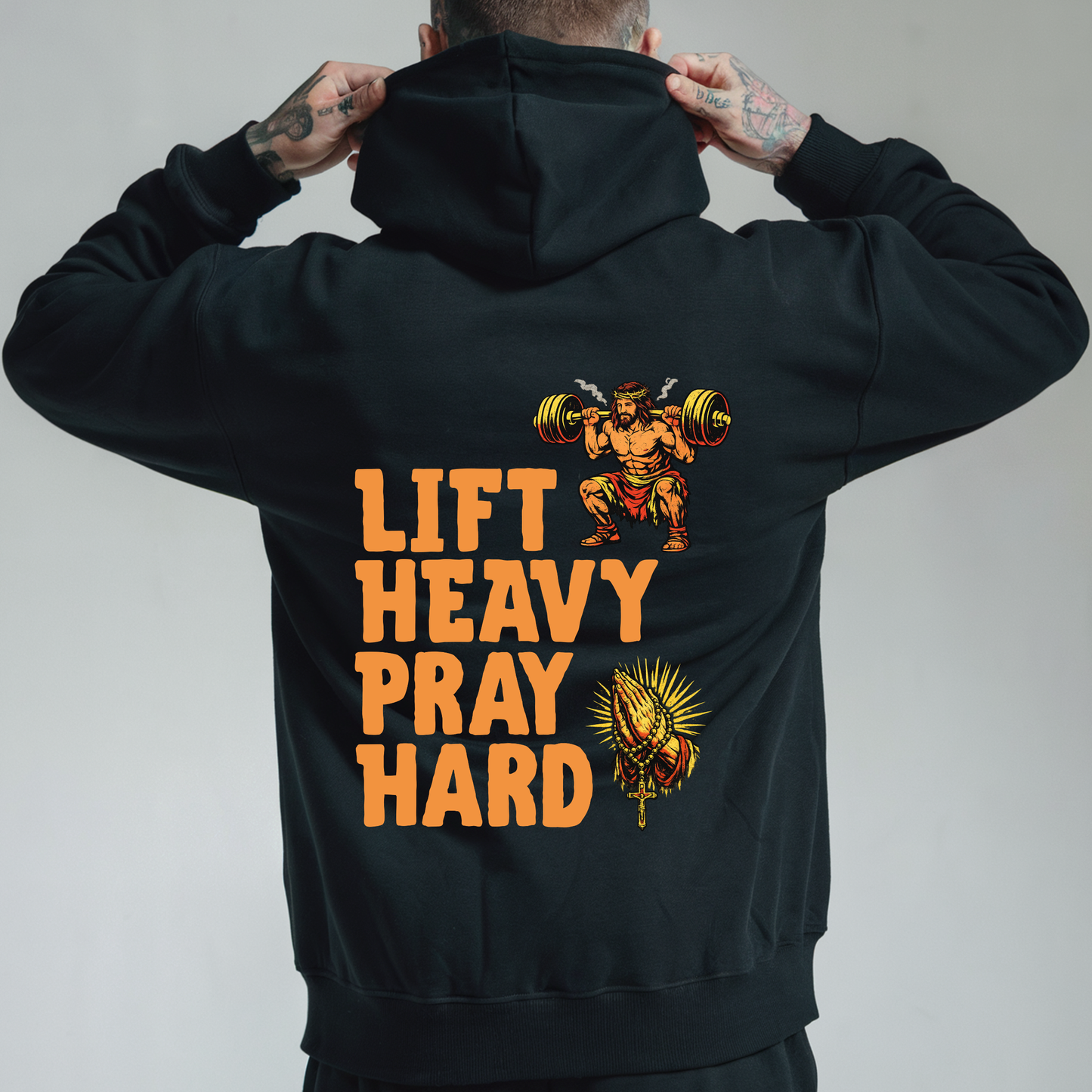 Hoodie - "Lift Heavy Pray Hard" Fitness Hoodie (Gym Motivation, Faith & Strength)