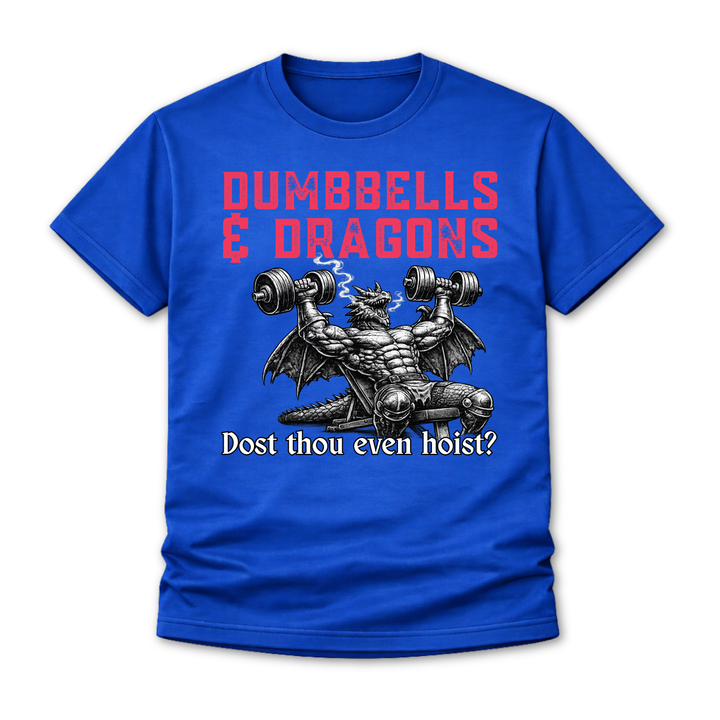 Dumbbells & Dragons T-Shirt - "Dost thou even hoist?" Fantasy Gym Tee