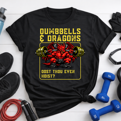 T-Shirt - "Dumbbells & Dragons: Dost Thou Even Hoist?" Fantasy Weightlifting Tee