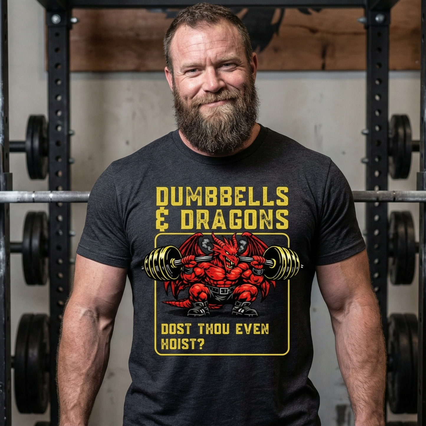 T-Shirt - "Dumbbells & Dragons: Dost Thou Even Hoist?" Fantasy Weightlifting Tee