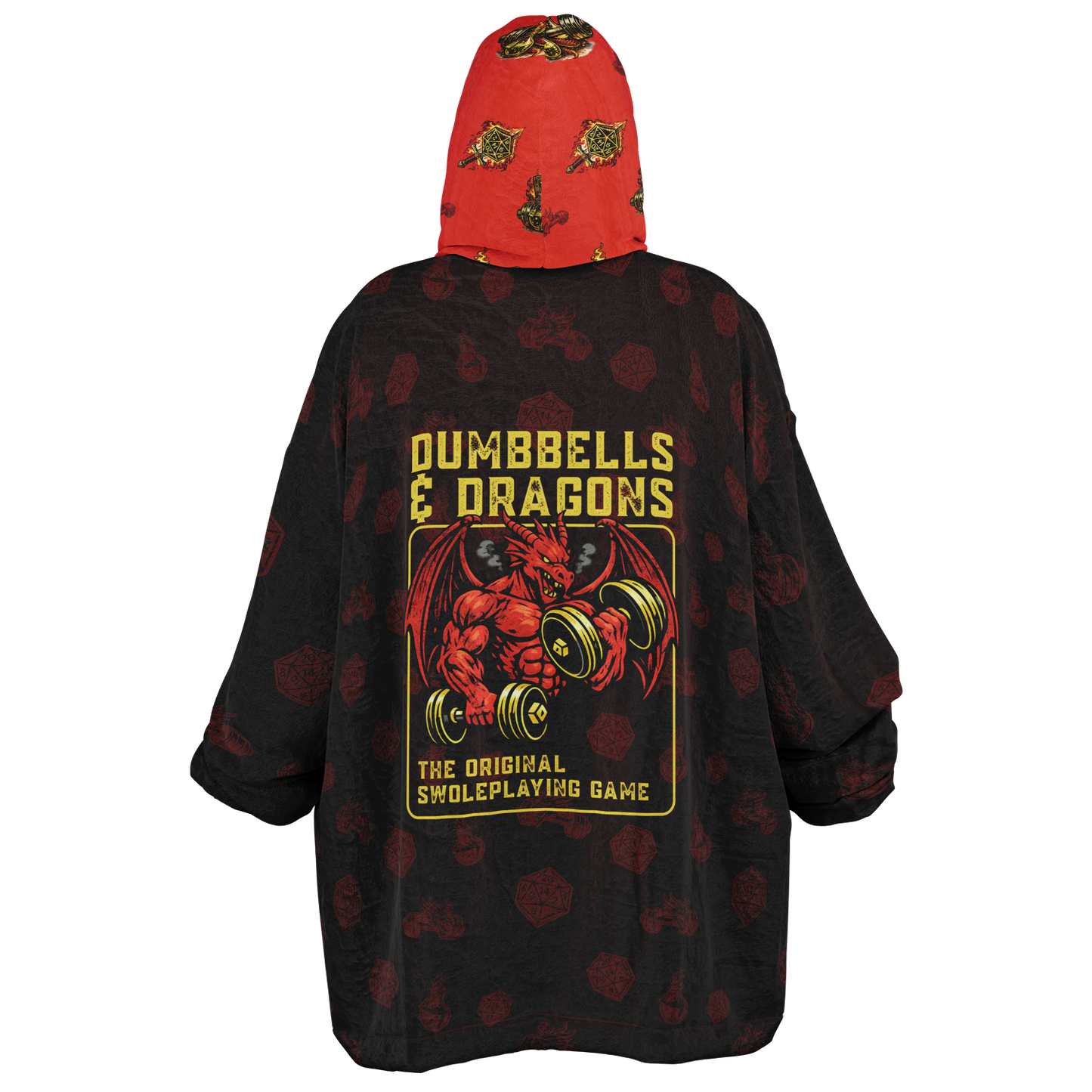 DND Dumbbells & Dragons Gym Lover Oversized Hoodie Blanket - AOP