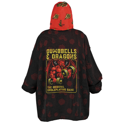 DND Dumbbells & Dragons Gym Lover Oversized Hoodie Blanket - AOP