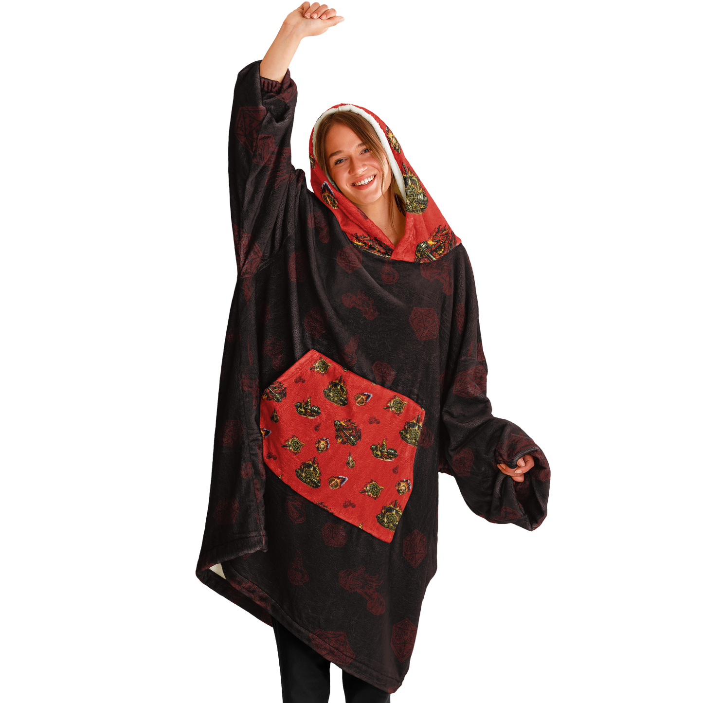 DND Dumbbells & Dragons Gym Lover Oversized Hoodie Blanket - AOP