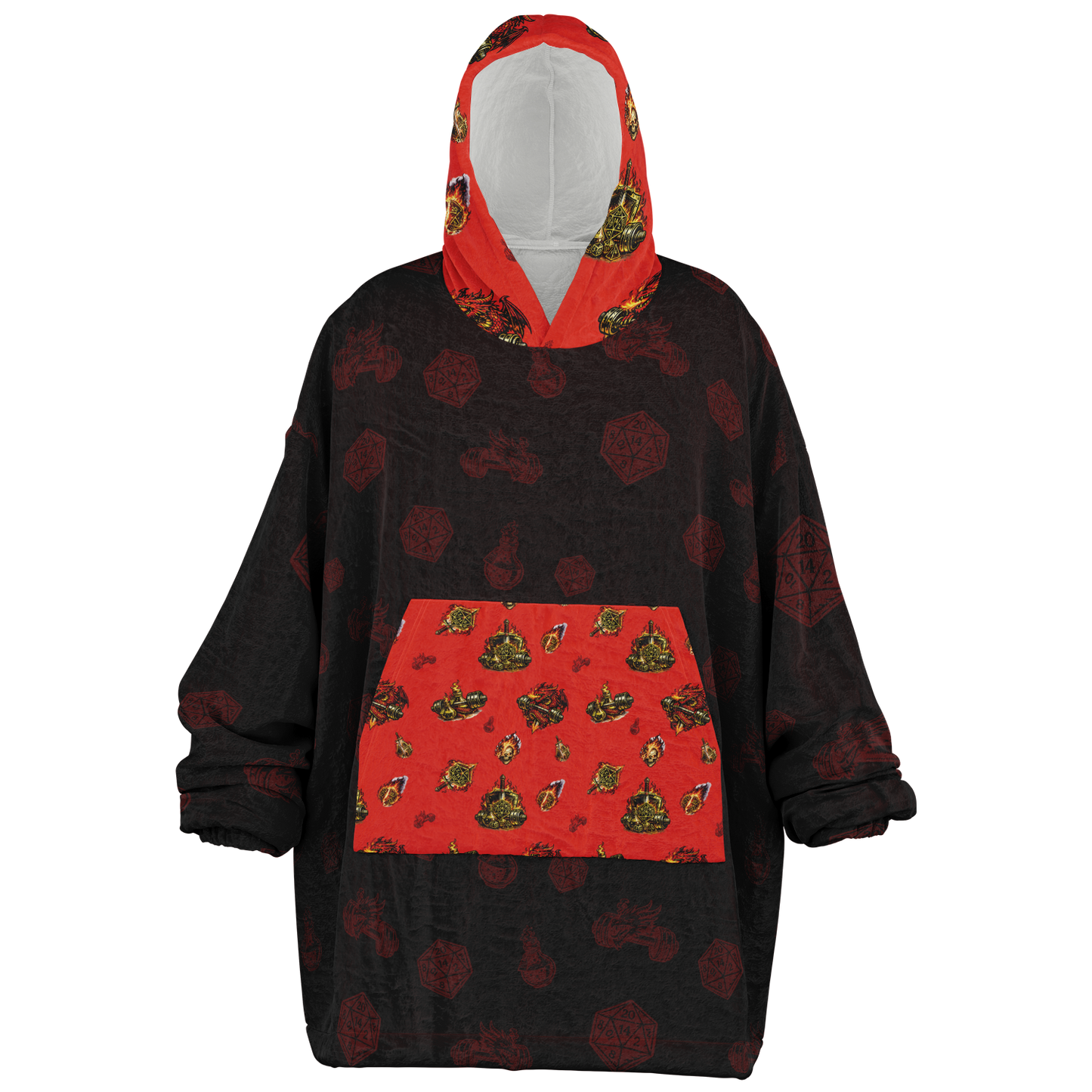 DND Dumbbells & Dragons Gym Lover Oversized Hoodie Blanket - AOP