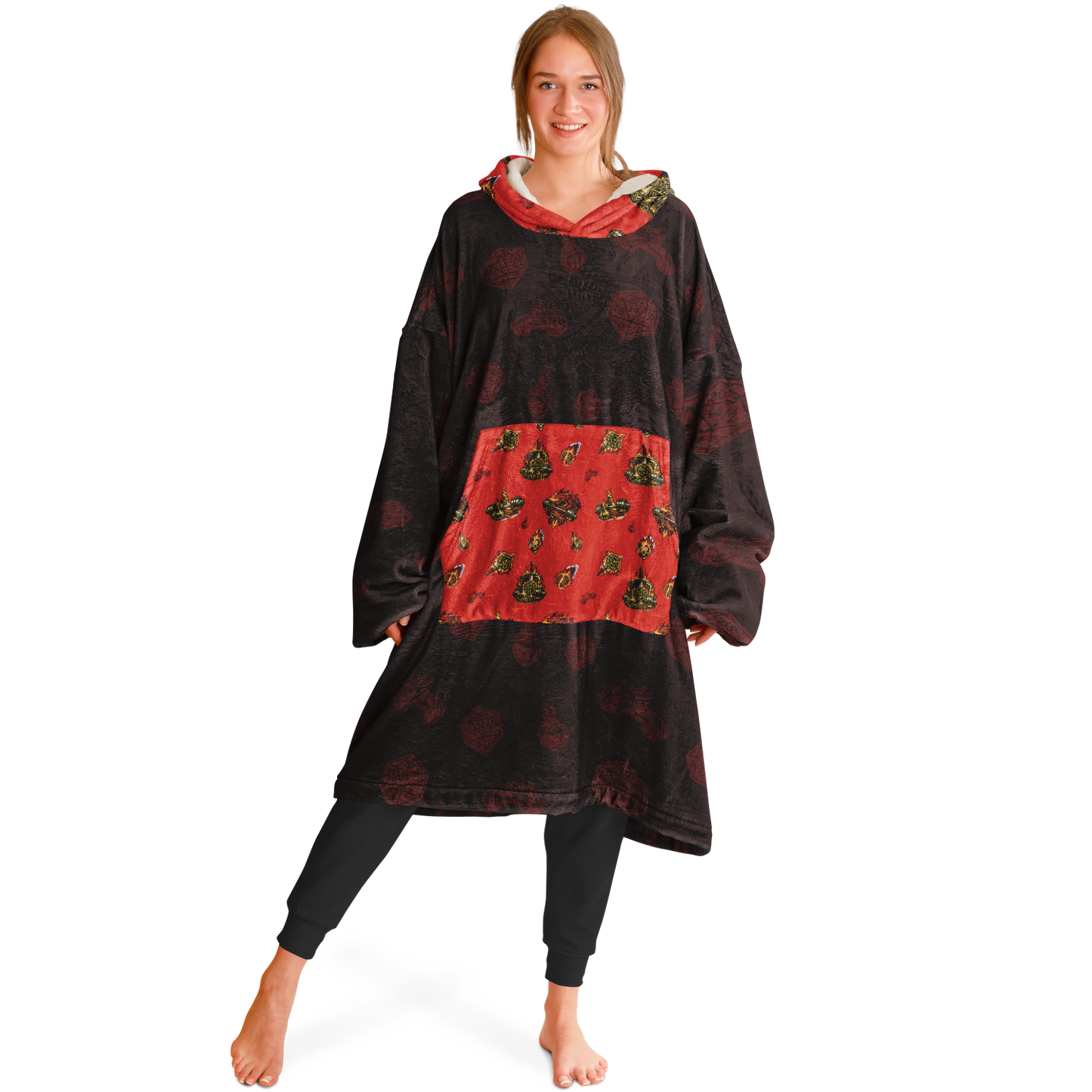 DND Dumbbells & Dragons Gym Lover Oversized Hoodie Blanket - AOP