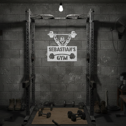 Personalized Home Gym Old Man Lifting Metal Wall Art Gym Sign Steel Design