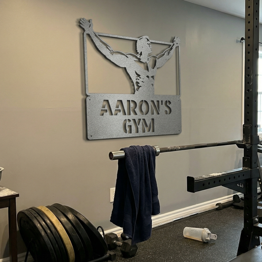 Personalized Classic Arnie Pose Gym Metal Sign Custom Steel Wall Decor