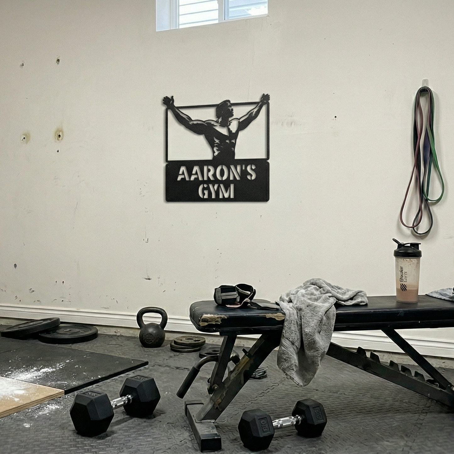 Personalized Classic Arnie Pose Gym Metal Sign Custom Steel Wall Decor