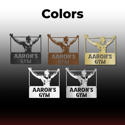 Personalized Classic Arnie Pose Gym Metal Sign Custom Steel Wall Decor