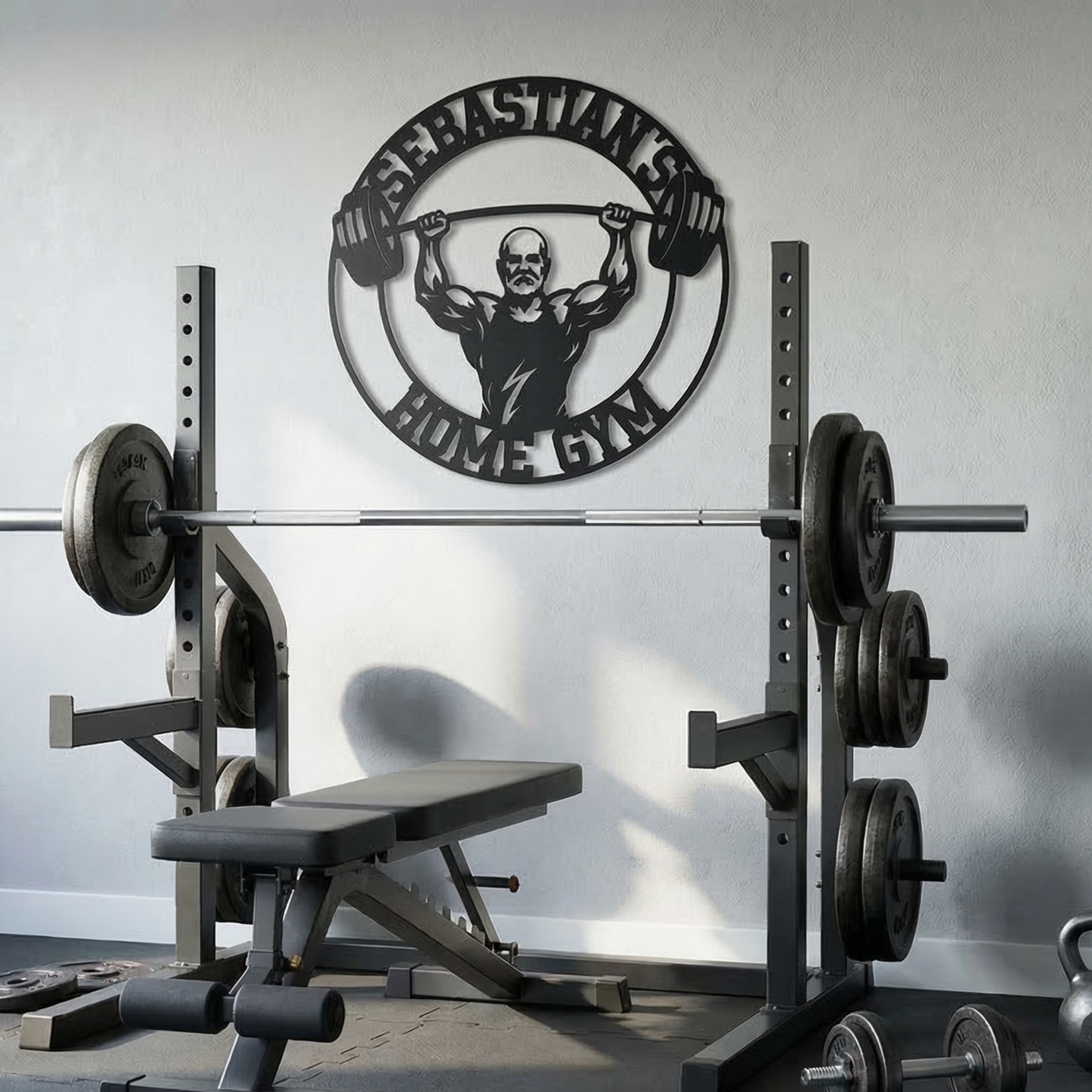 Custom Home Gym Metal Sign | Personalized Gym Wall Art | Weightlifting Steel Decor | Military Press Metal Art