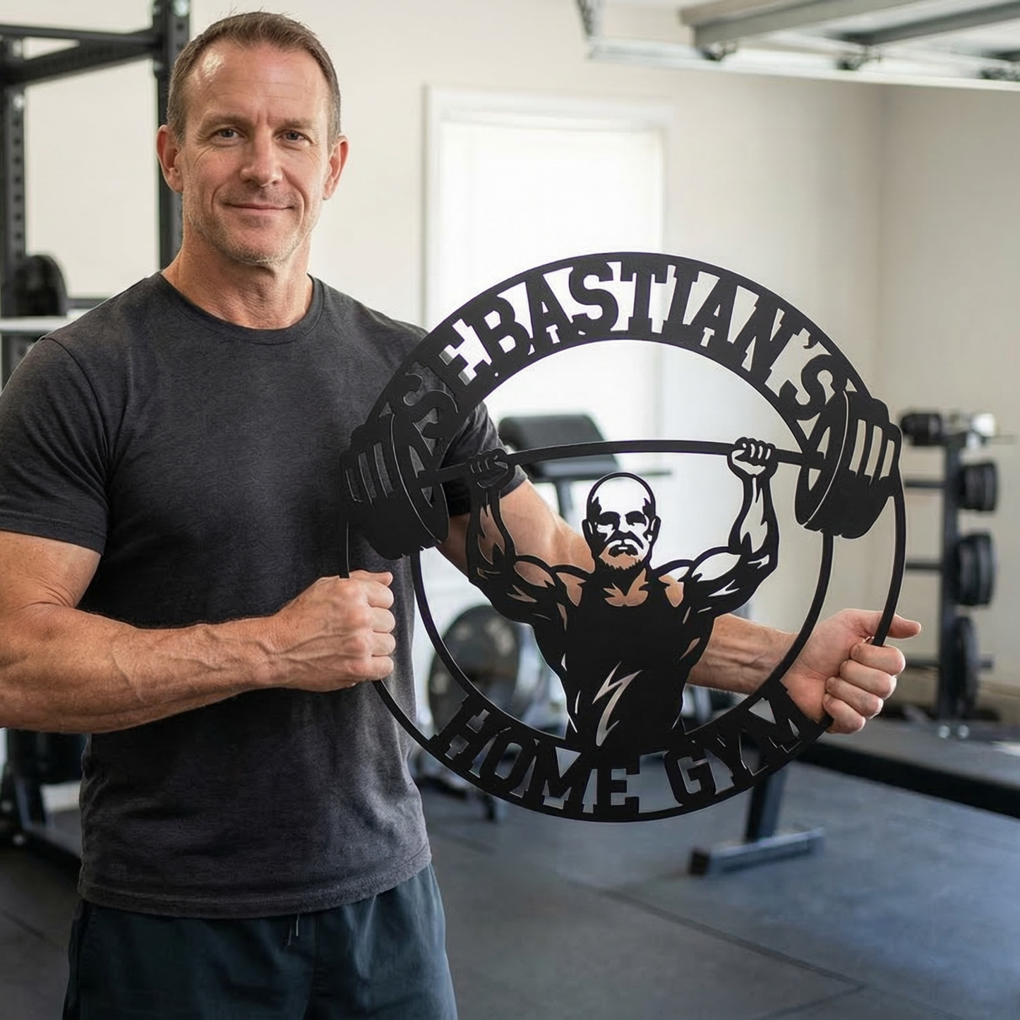 Custom Home Gym Metal Sign | Personalized Gym Wall Art | Weightlifting Steel Decor | Military Press Metal Art