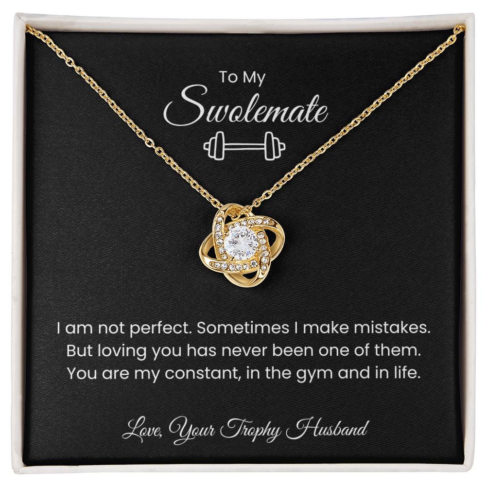 To My Swolemate, Meeting You was Fate, Love, Your Trophy Husband Message Card Necklace Gift for Gym Couples