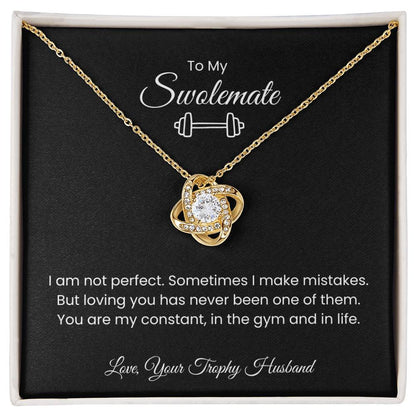 To My Swolemate, Meeting You was Fate, Love, Your Trophy Husband Message Card Necklace Gift for Gym Couples