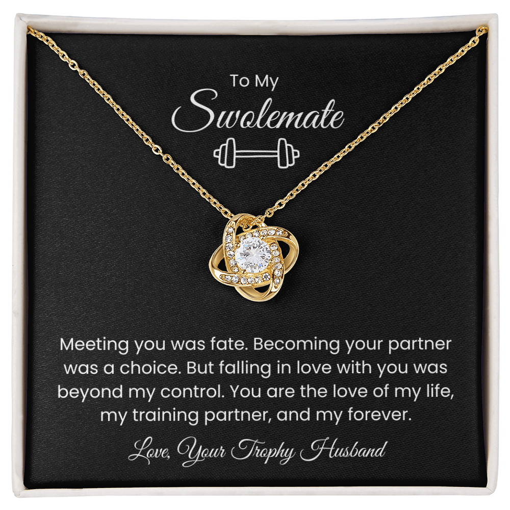 To My Swolemate, Meeting You was Fate, Love, Your Trophy Husband Message Card Necklace Gift for Gym Couples