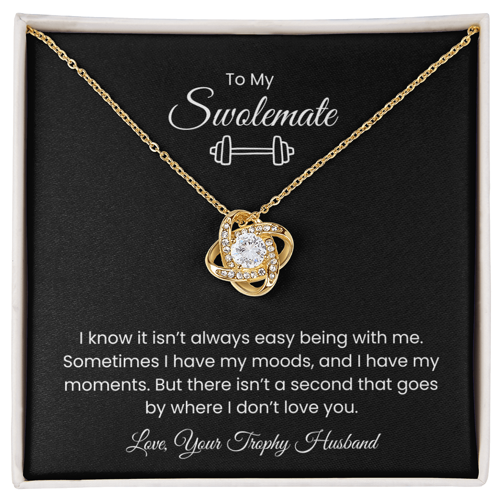 To My Swolemate, Meeting You was Fate, Love, Your Trophy Husband Message Card Necklace Gift for Gym Couples