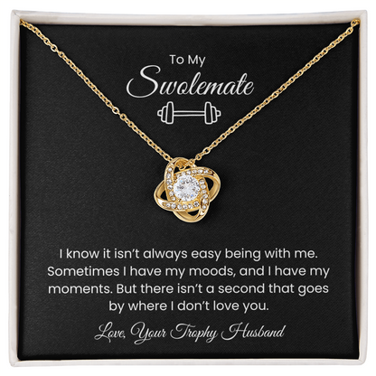 To My Swolemate, Meeting You was Fate, Love, Your Trophy Husband Message Card Necklace Gift for Gym Couples