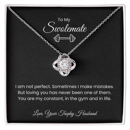 To My Swolemate, Meeting You was Fate, Love, Your Trophy Husband Message Card Necklace Gift for Gym Couples