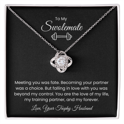 To My Swolemate, Meeting You was Fate, Love, Your Trophy Husband Message Card Necklace Gift for Gym Couples