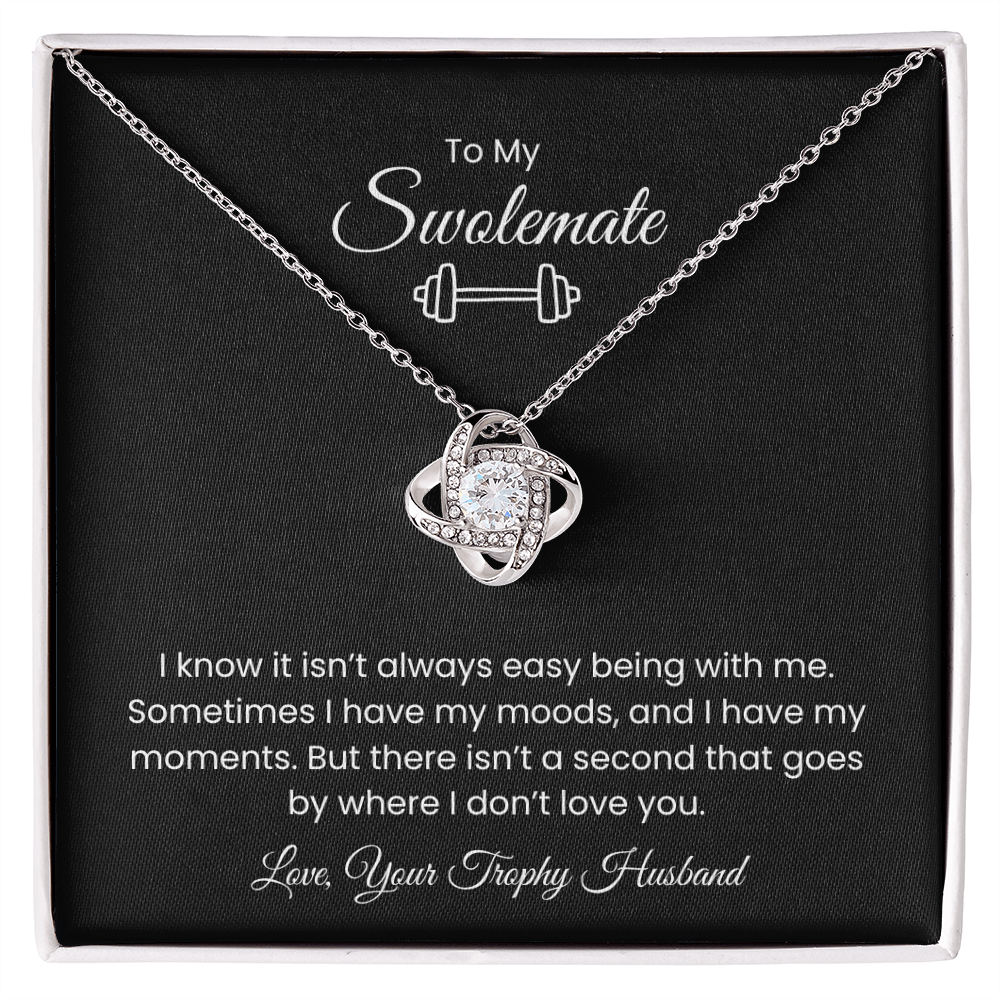To My Swolemate, Meeting You was Fate, Love, Your Trophy Husband Message Card Necklace Gift for Gym Couples