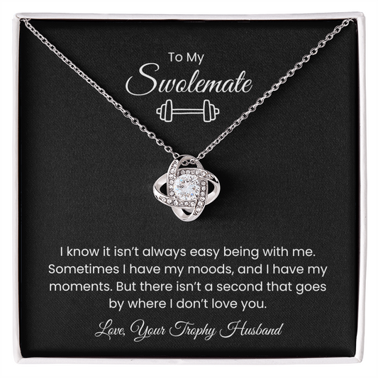 To My Swolemate, Meeting You was Fate, Love, Your Trophy Husband Message Card Necklace Gift for Gym Couples