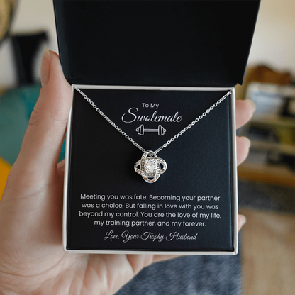 To My Swolemate, Meeting You was Fate, Love, Your Trophy Husband Message Card Necklace Gift for Gym Couples