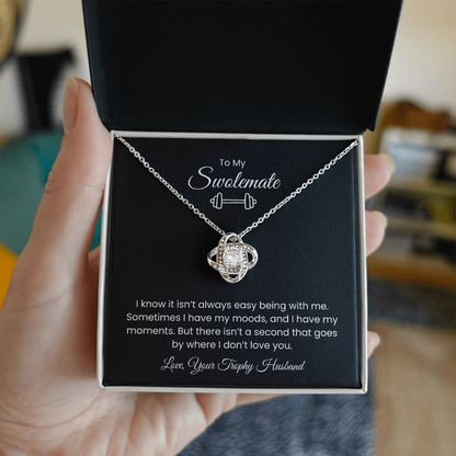 To My Swolemate, Meeting You was Fate, Love, Your Trophy Husband Message Card Necklace Gift for Gym Couples