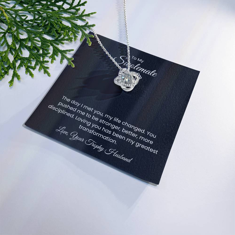 To My Swolemate, Meeting You was Fate, Love, Your Trophy Husband Message Card Necklace Gift for Gym Couples
