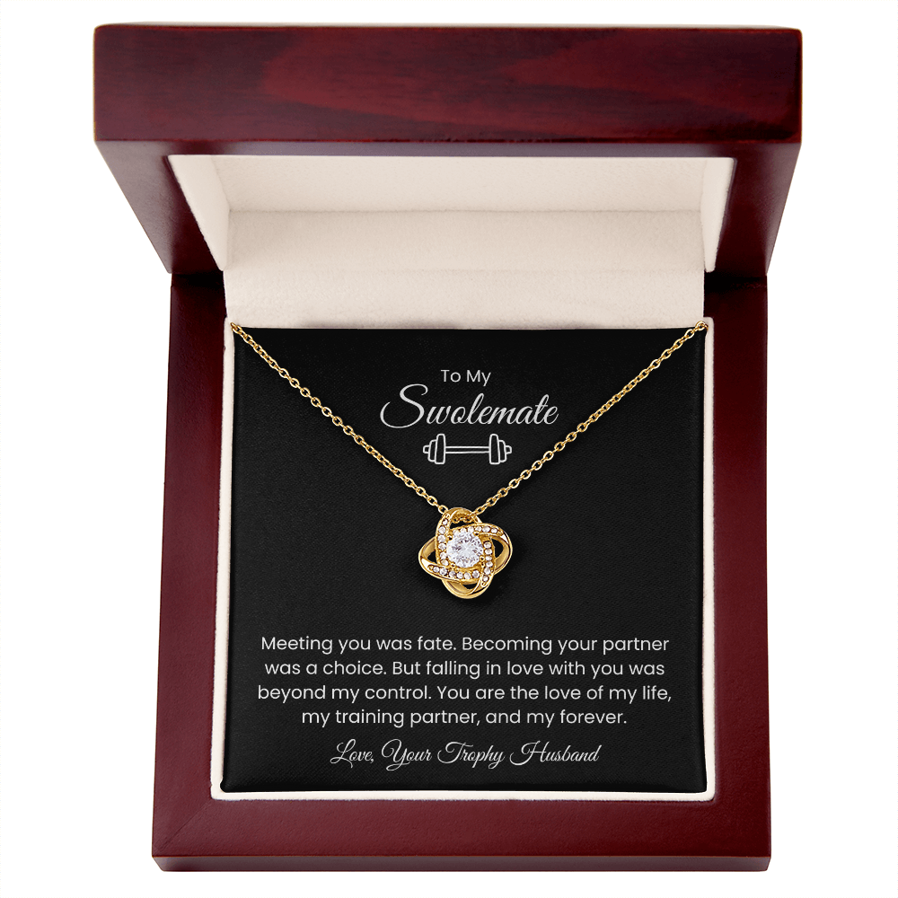 To My Swolemate, Meeting You was Fate, Love, Your Trophy Husband Message Card Necklace Gift for Gym Couples