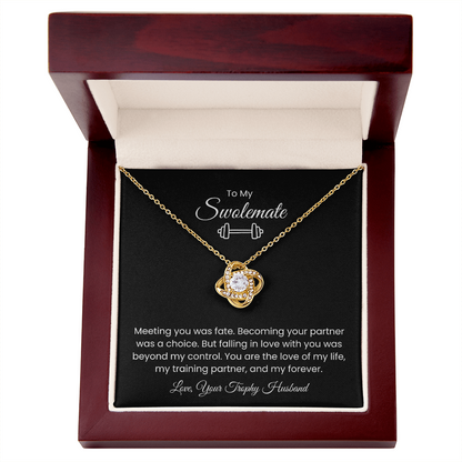 To My Swolemate, Meeting You was Fate, Love, Your Trophy Husband Message Card Necklace Gift for Gym Couples