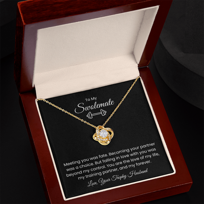 To My Swolemate, Meeting You was Fate, Love, Your Trophy Husband Message Card Necklace Gift for Gym Couples