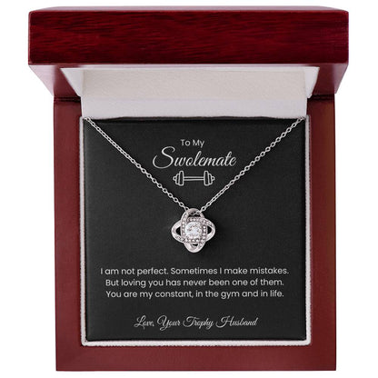 To My Swolemate, Meeting You was Fate, Love, Your Trophy Husband Message Card Necklace Gift for Gym Couples