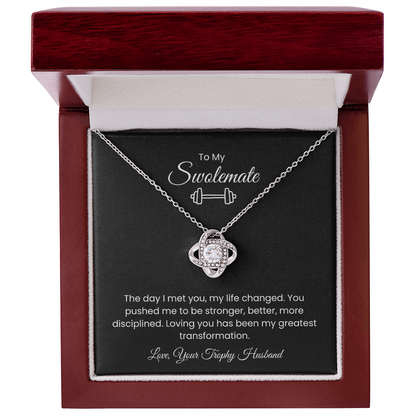 To My Swolemate, Meeting You was Fate, Love, Your Trophy Husband Message Card Necklace Gift for Gym Couples