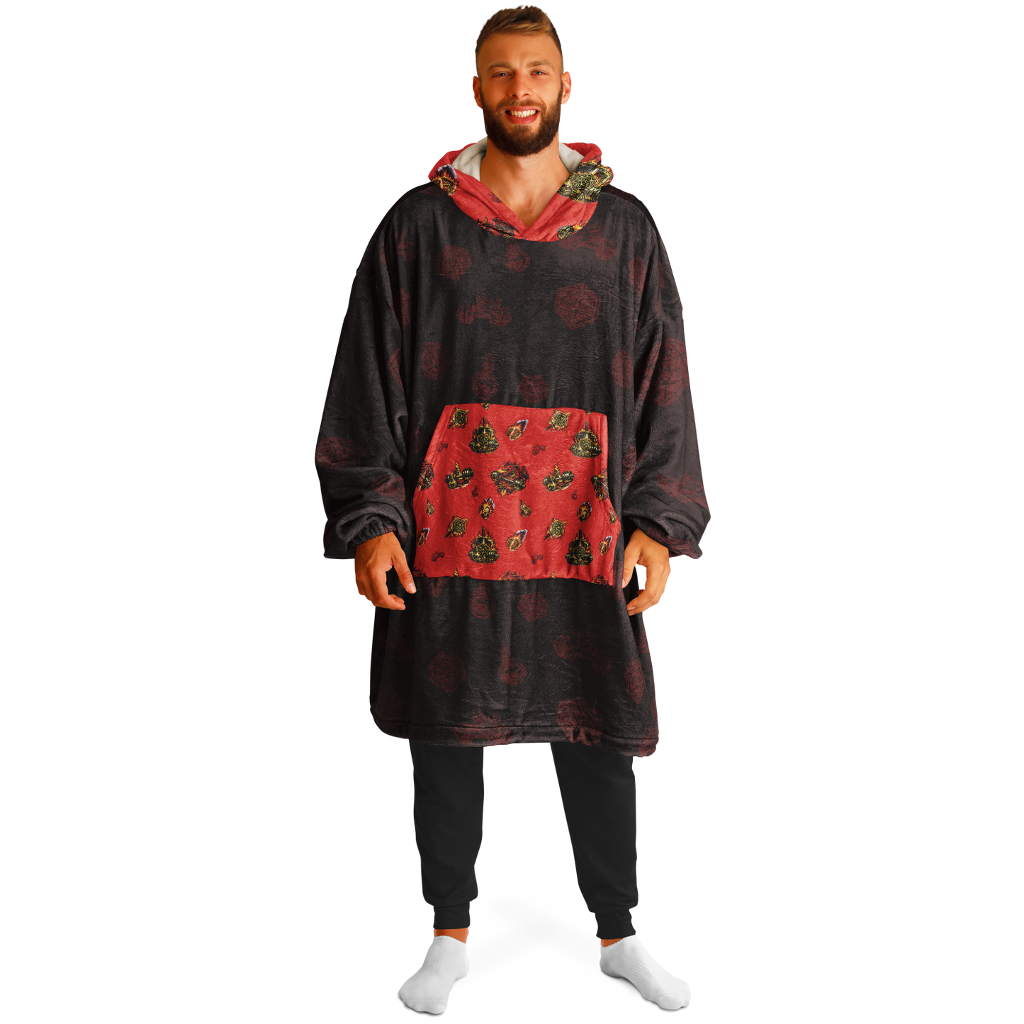 DND Dumbbells & Dragons Gym Lover Oversized Hoodie Blanket - AOP