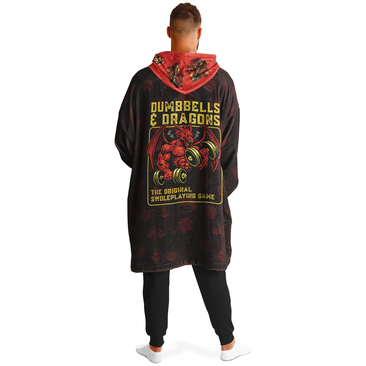 DND Dumbbells & Dragons Gym Lover Oversized Hoodie Blanket - AOP