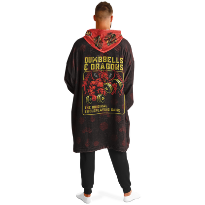DND Dumbbells & Dragons Gym Lover Oversized Hoodie Blanket - AOP